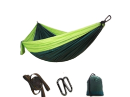 Rede de Camping Portátil para Viagem, Cama Suspensa Individual com Alça para Árvore CHABERLU (verde Claro e Azul Escuro)