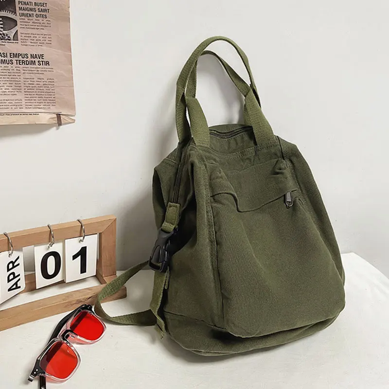 (8689-verde) Mochila Feminina Moderna, Estilo Retrô Casual, Em Lona.