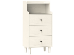 Cómoda com 3 gavetas e 2 prateleiras, moderna, 47x29x95cm, branco veteado DECORALAR TECH