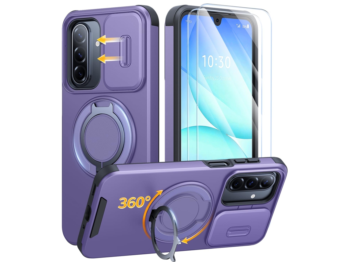 Capa Para Celular Com Suporte De Anel, Tampa Deslizante Para Câmera, 2magnéticos.roxo, Galaxy A16/a17