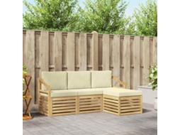 Vidaxl Conjunto De Sofás Para Exterior 4 Unid. Branco E Creme