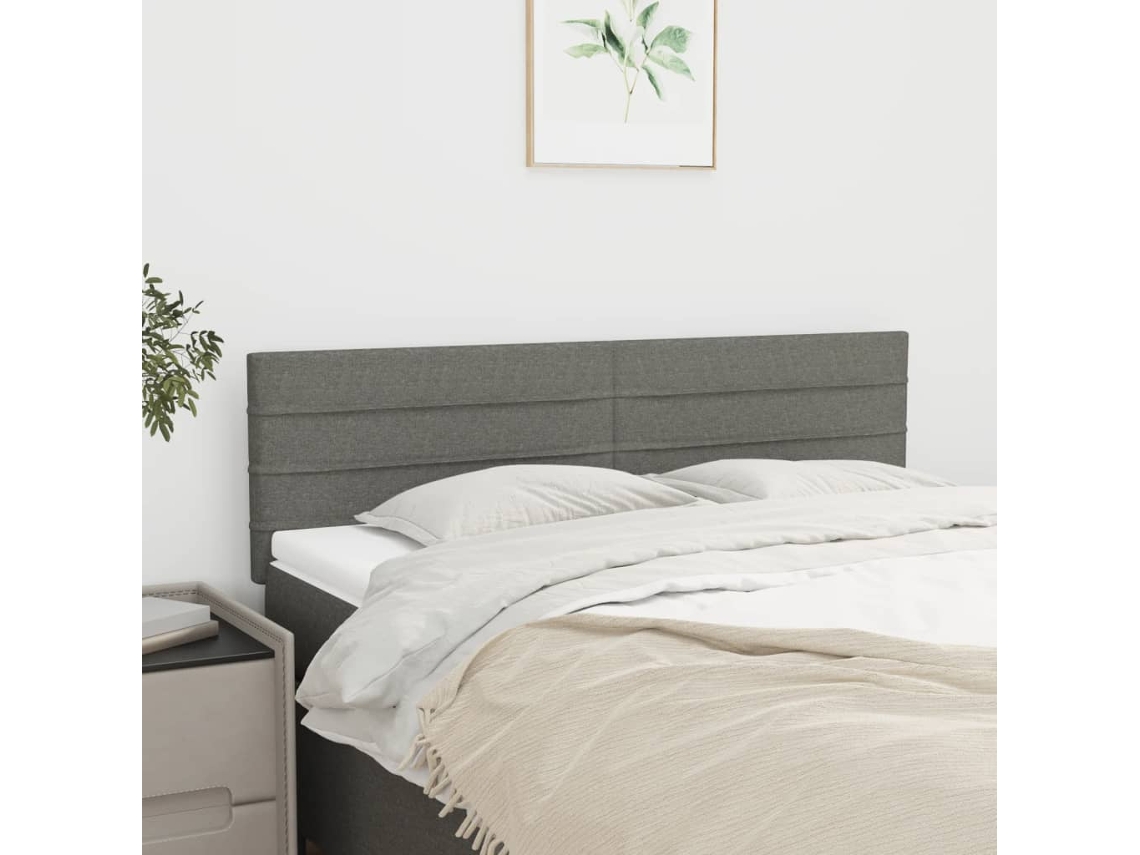 Vidaxl Cabeceiras Cinzento-escuro 144x5x78/88 Cm Tecido