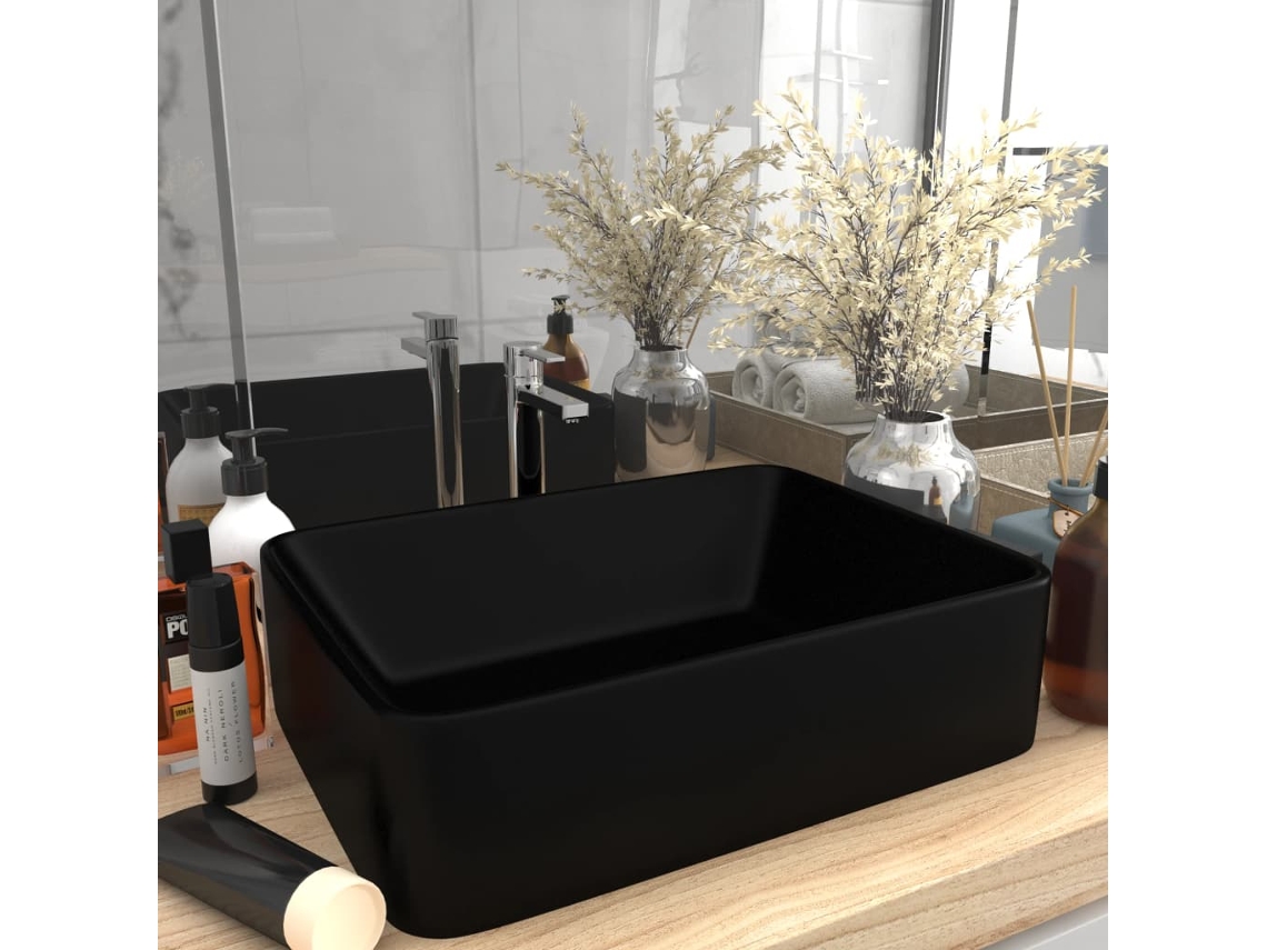 Vidaxl Lavatório Luxuoso 41x30x12 Cm Cerâmica Preto Mate