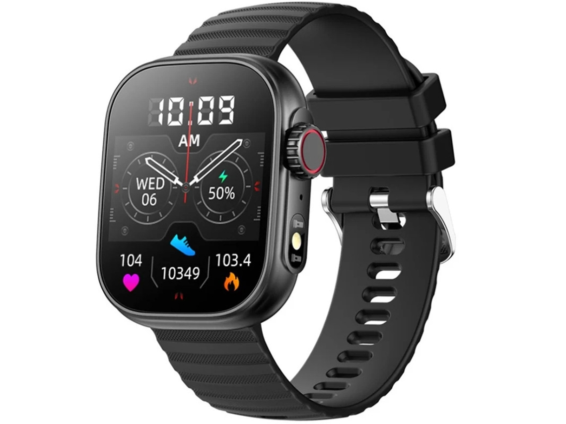 Smartwatch Com Chamada Bluetooth Tela Grande De 2.01 Polegadas Frequência Cardíaca Temperatura Corporal À Prova Dágua Fitness Led Yizhood