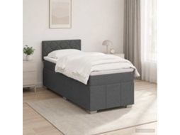 Vidaxl Cama Box Spring Com Colchão Cinzento-escuro 90 X 190 Cm Tecido