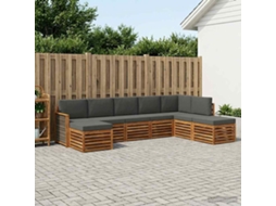 Vidaxl Conjunto De Sofás Para Exterior 6 Unid. Natural E Antracite