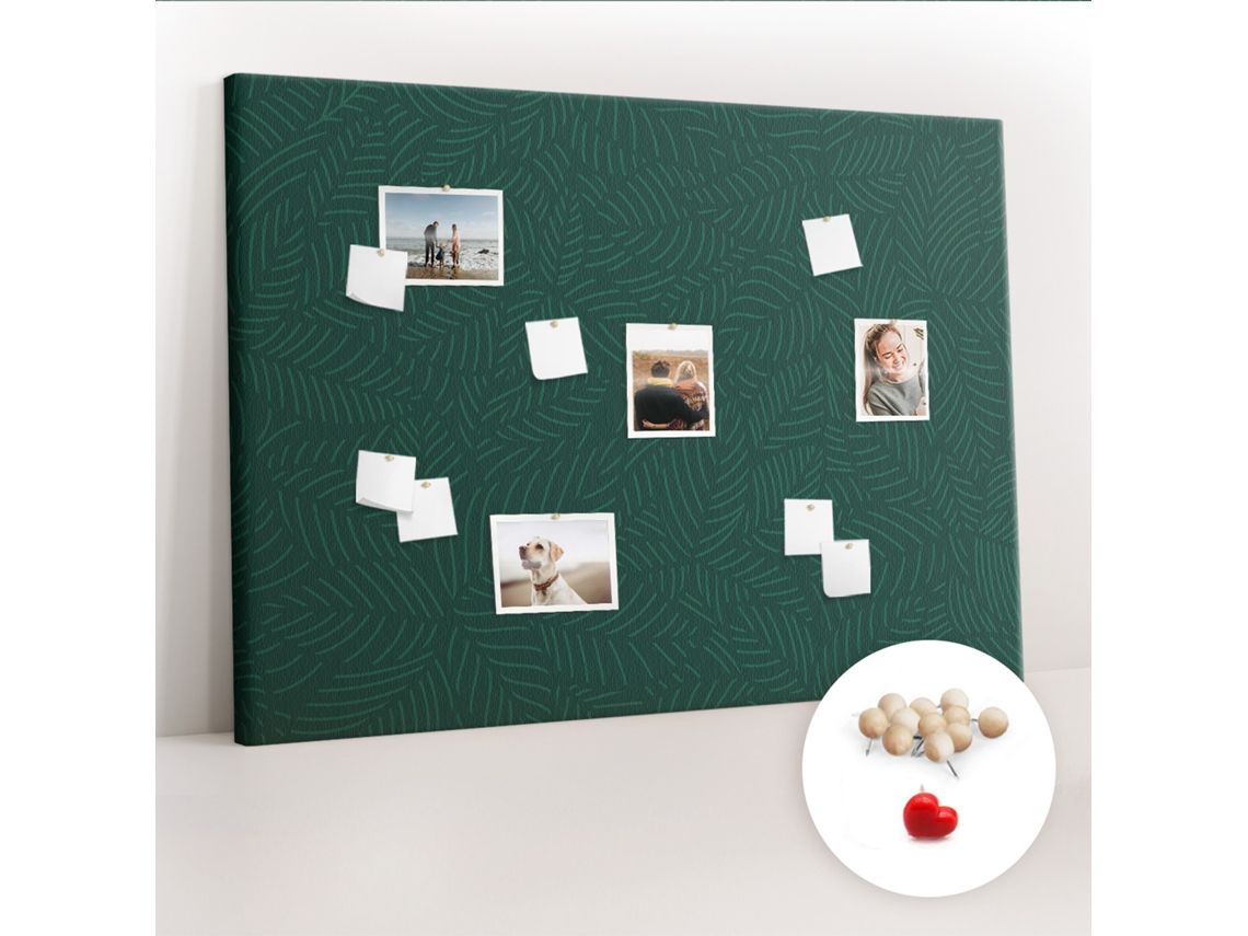 Quadro De Cortiça Com Impressão Padrão De Folhas Para A Sala De Estar Espelharte (140x100 Cm)