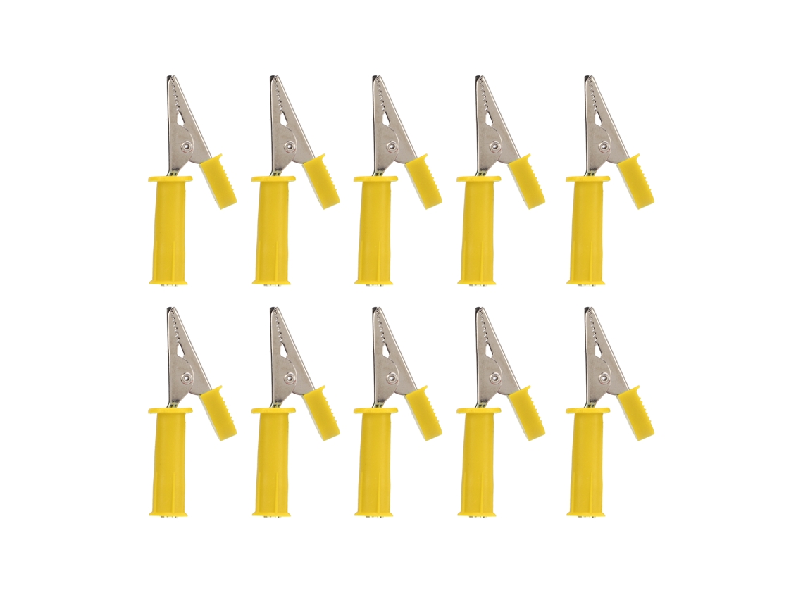 10 Pinças Crocodilo Isoladas 5mm Cobre Puro Com Jack 4mm Para Testes Elétricos