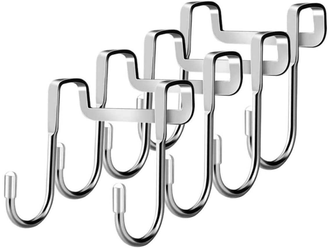 Conjunto De 4 Ganchos Duplos Em Aço Inoxidável Em Formato De S Para Armazenamento Prático De Toalhas.
