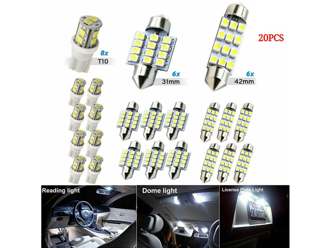 Rebe-kit De Lâmpadas Led Para Interior De Carro Mapa Teto Porta-malas Luz De Matrícula