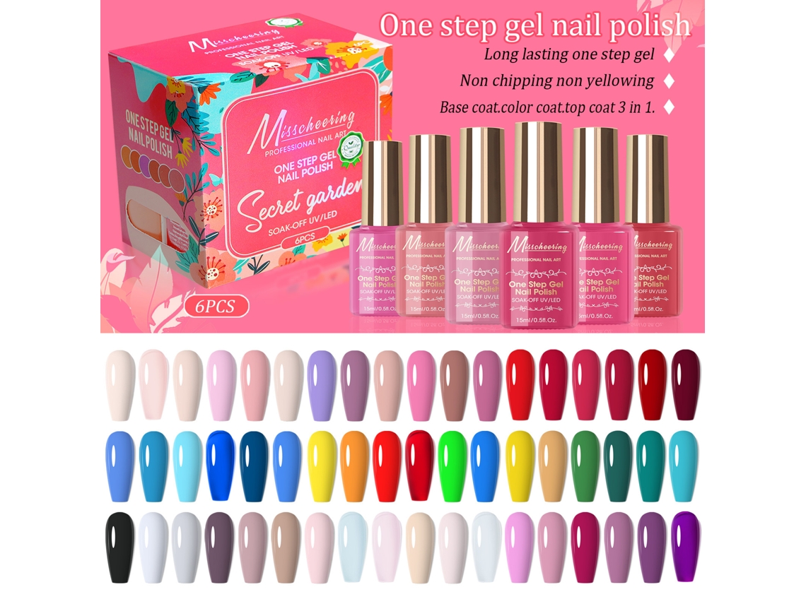 Conjunto De Esmalte Gel Para Unhas De 6 Cores 3-em-1 + Eoocoo