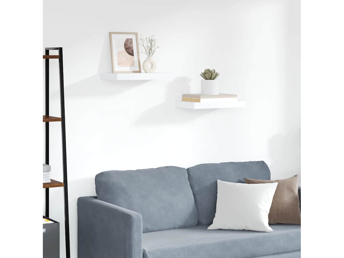 Vidaxl Prateleiras De Parede Suspensas 2 Pcs 40x23,5x3,8cm Mdf Branco
