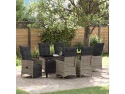 Vidaxl Conjunto De Jantar Para Jardim 7 Unid. Cinzeto Vime Pe