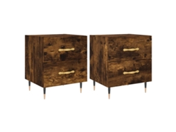 Bedside Cabinet, Bedside Cabinets Vidaxl Marrom Madeira Processada (n/a)