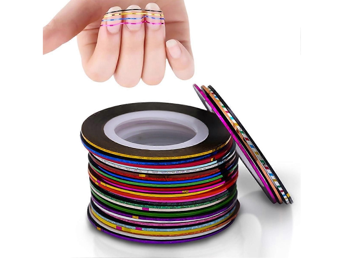 Conjunto de 42 Fitas Adesivas para Unhas, Linhas de Pvc de 1 Mm para Manicure, com Dispensador. GOKOCO