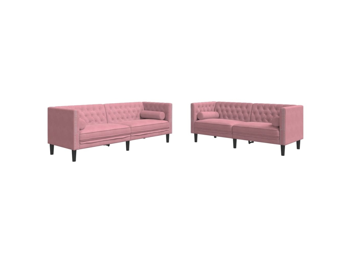 Maison Exclusive - 2 Pcs Conjunto De Sofás Chesterfield Com Rolos Veludo Rosa