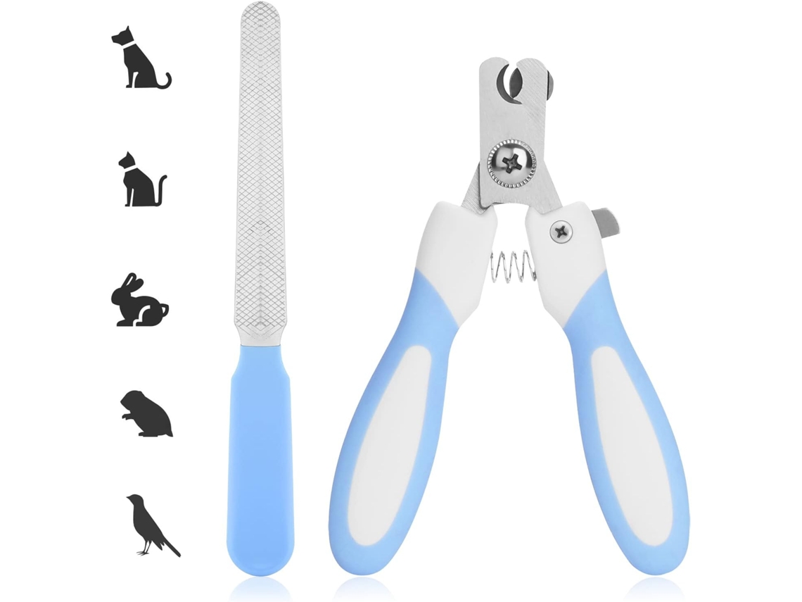 Cortador Unhas Pet Seguro Aço Lixa Profissional Azul