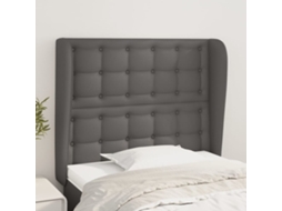 Cama com Cabeceira Abas Artif PANGSHIYUAN Madeira Pele Cinzento (83x23x118)