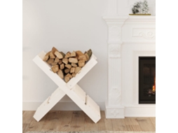 Vidaxl Suporte De Lenha 47x39,5x48 Cm Madeira De Pinho Maciça Branco