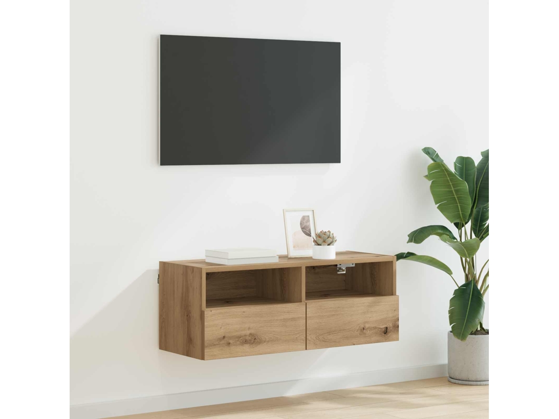Vidaxl Armário De Tv De Parede 80 X 30 X 30 Cm Carvalho Artesanal