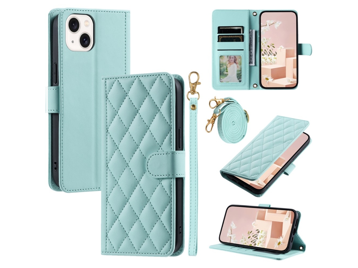 Capa Pega Para Iphone 15 Plus Pele Sintética Verde