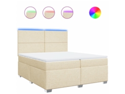 Cama com Molas/colchão 200x200 Cm Tecido Cor Creme MAISON EXCLUSIVE