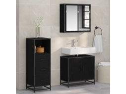 Vidaxl Conjunto De Móveis Para Banheiro Com Porta 3 Pcs Carvalho Preto