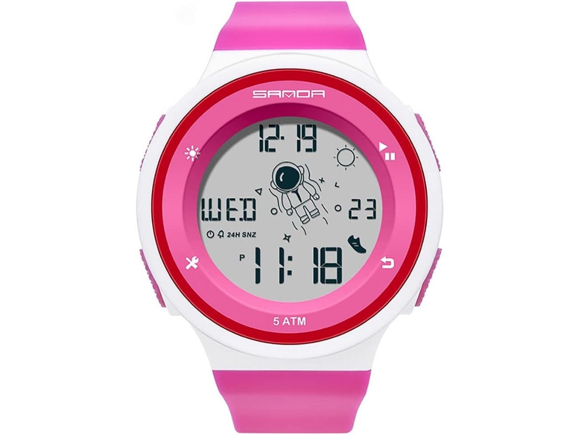 Lurelia Relógio Digital Feminino, Visor Digital, Cronómetro, Alarme, Data/calendário, Resina, Rosa