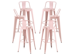 Pack 6 Bancos Torix Encosto 100 Cm - Algodão Doce Rosa