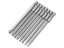 Conjunto De 8 Brocas De Parafusadeira Torx Magnéticas Largas Com Cabo Hexagonal De 1/4 Polegada T8-t40