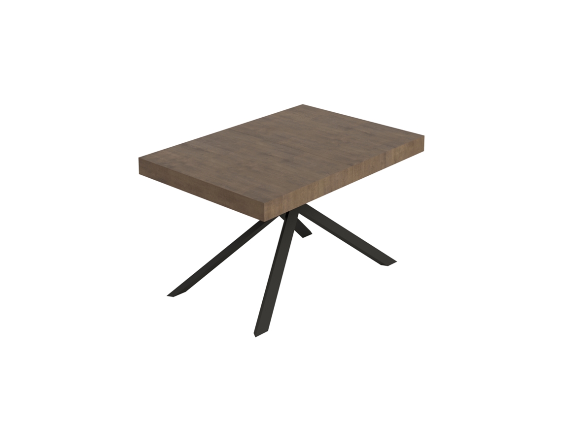 Mesa Extensível Niket Em Nogueira 120/224x90 Cm Com Pés Em Antracite Itamoby