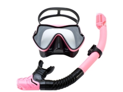 Novo Conjunto De Máscara De Mergulho Com Snorkel E Armação Grande, Com Viseira De Silicone Antiembaçante.preto E Rosa - Tamanho Único Para Adultos
