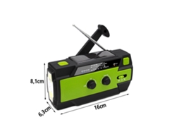 Rádio de manivela AQUAFORGE com célula solar, bateria externa 5000mah, laranja