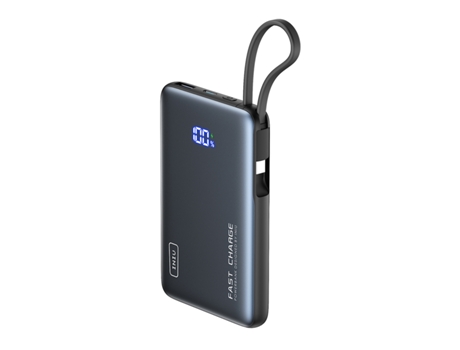 Iniu Bateria De Bolso Externa 10000mah 2 Portas Usb-a / Usb-c Com Cabo Usb-c Preto