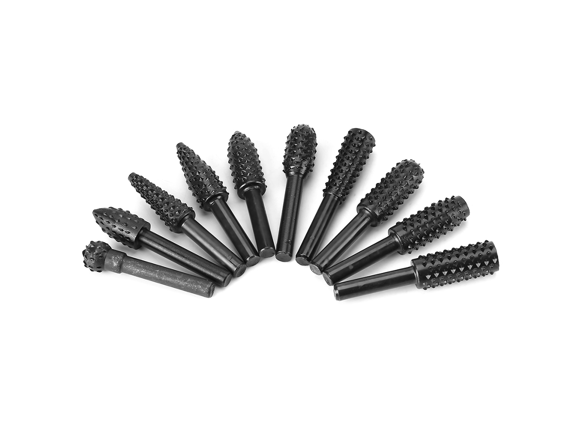10 Peças De Fresa Rotatória De Aço Carbono Preto, Ferramentas De Gravura Para Carpintaria, Cabo Redondo 6mm