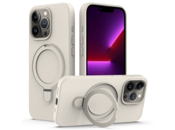 Capa Mobile Phone Cases Magsafe Liquid With Ring para iPhone 15 Pro Silicone Magnética Branco