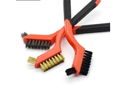 Set de 6 mini escovas de cerdas de nylon, latão e aço inoxidável para limpeza S/MARCA