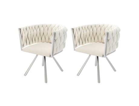 Conjunto De 2 Cadeiras Giratórias De Veludo Com Braços Pernas De Metal Prateado Bege Uytie