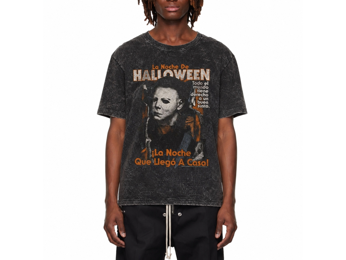 Rockinstone Halloween Movie Spanish Premium Mineral Wash Fashion Horror Movie T-shirt Size:l