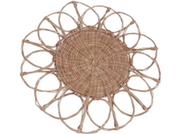 Pingente Redondo Rattan Trançado Padrão Floral Decoração Prática Pendurar Quarto Porta Estilo Delicado Cáqui GOKOCO