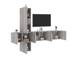 Tv Wall Unit, Tv Wall Units Vidaxl Cinzeto Madeira Processada (n/a)