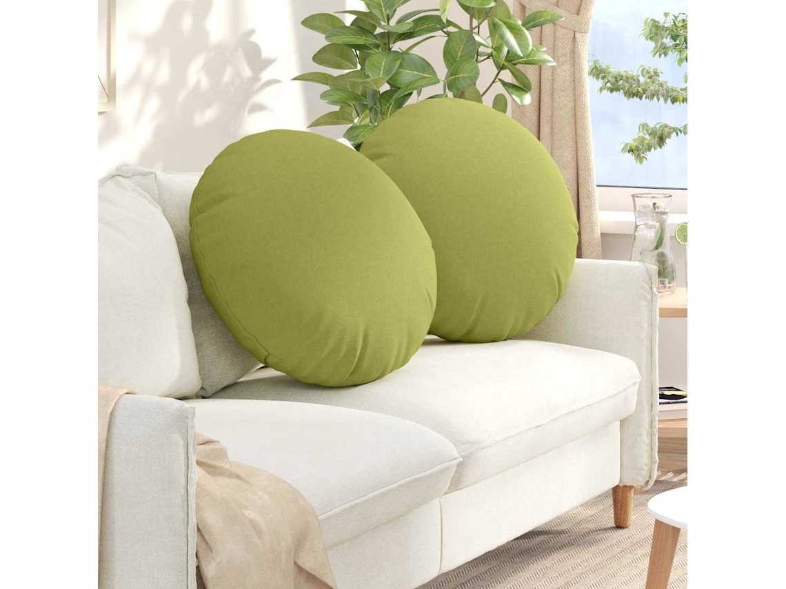 Vidaxl Almofadas De Assento 2 Unid. Tecido Verde Claro Ø60 X 21 Cm