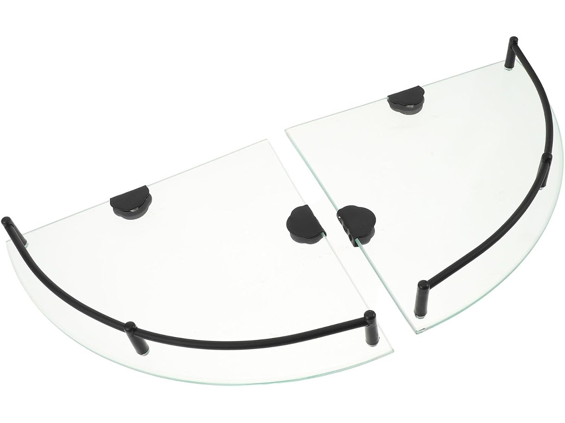 Housoutil Conjunto De 2-prateleiras Canto Triangulares Vidro Para Banheiro, Resistentes À Corrosão, Em Aço Inoxidável