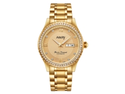 Relógio mecânico masculino Nary, pulseira de liga metálica, aço inoxidável, à prova d'água, dourado.