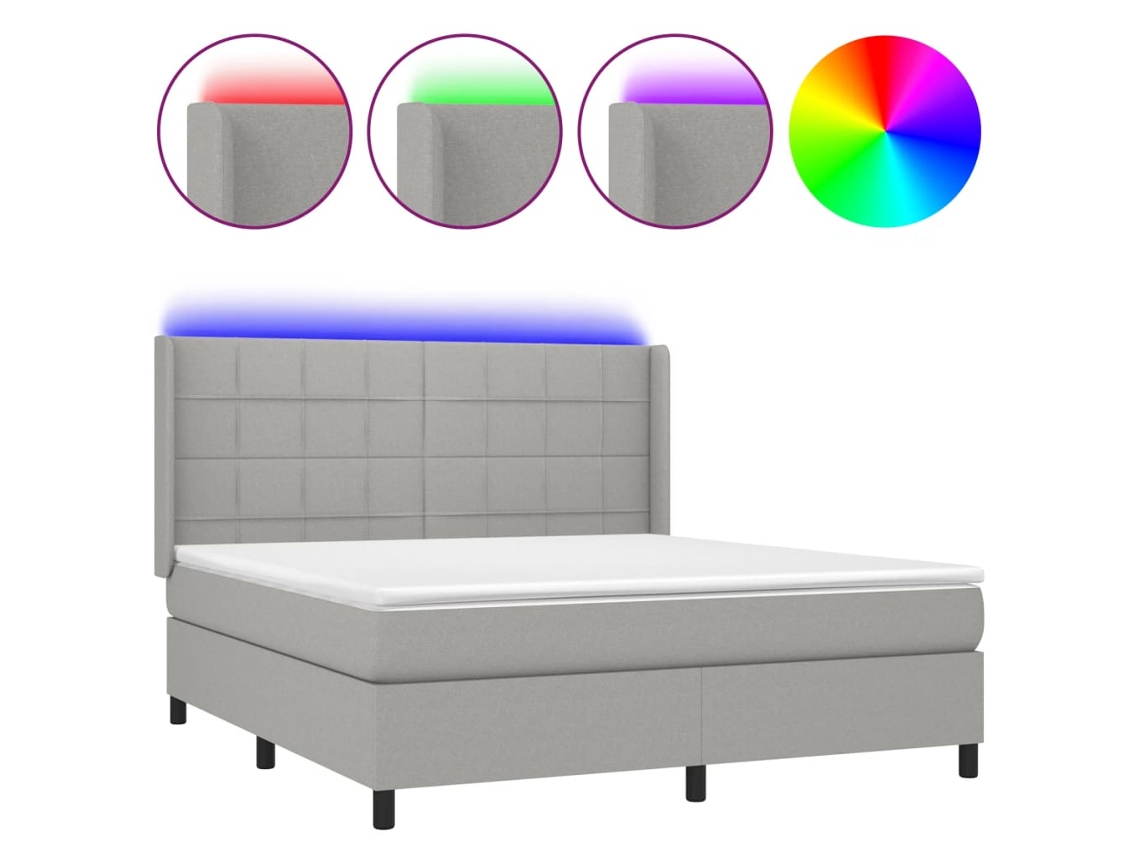 Box Spring Bed, Box Spring Beds Vidaxl Cinzeto Tecido (160 X 200 Cm)