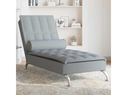 Vidaxl Chaise Lounge De Massagem Com Rolo Tecido Cinzento-claro