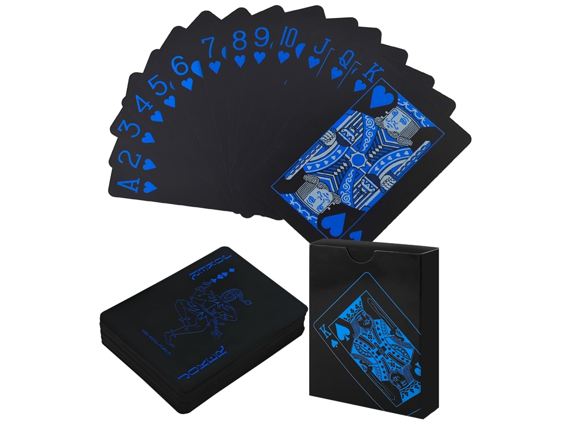 Baralho Plástico Impermeável Azul preto para Bridge, Blackjack e Tarô.