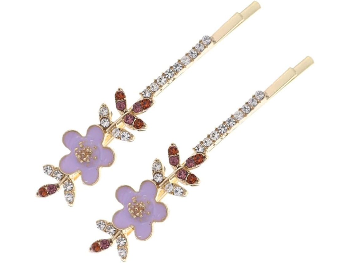 Par de presilhas decorativas para cabelo, acessórios elegantes com faixa metálica.