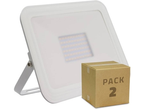 Pack Foco Projetor LED  Slim Cristal 50W Branco Quente (2 uni)