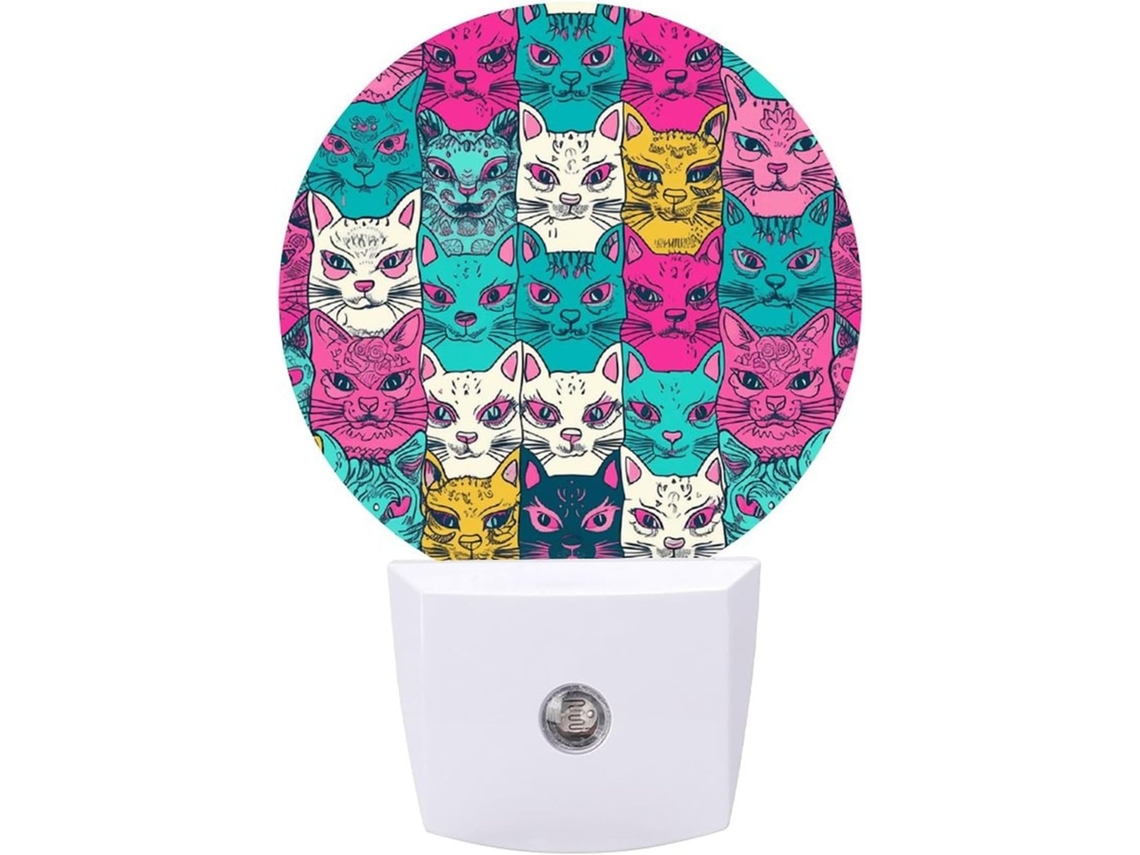 Luminárias de parede noturnas, papel de parede infantil com estampa de gato, luzes noturnas de LED com sensor de movimento